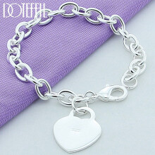 925 Sterling Silver Heart Bracelet For Women Men Wedding Engagement Party Jewelry Christmas