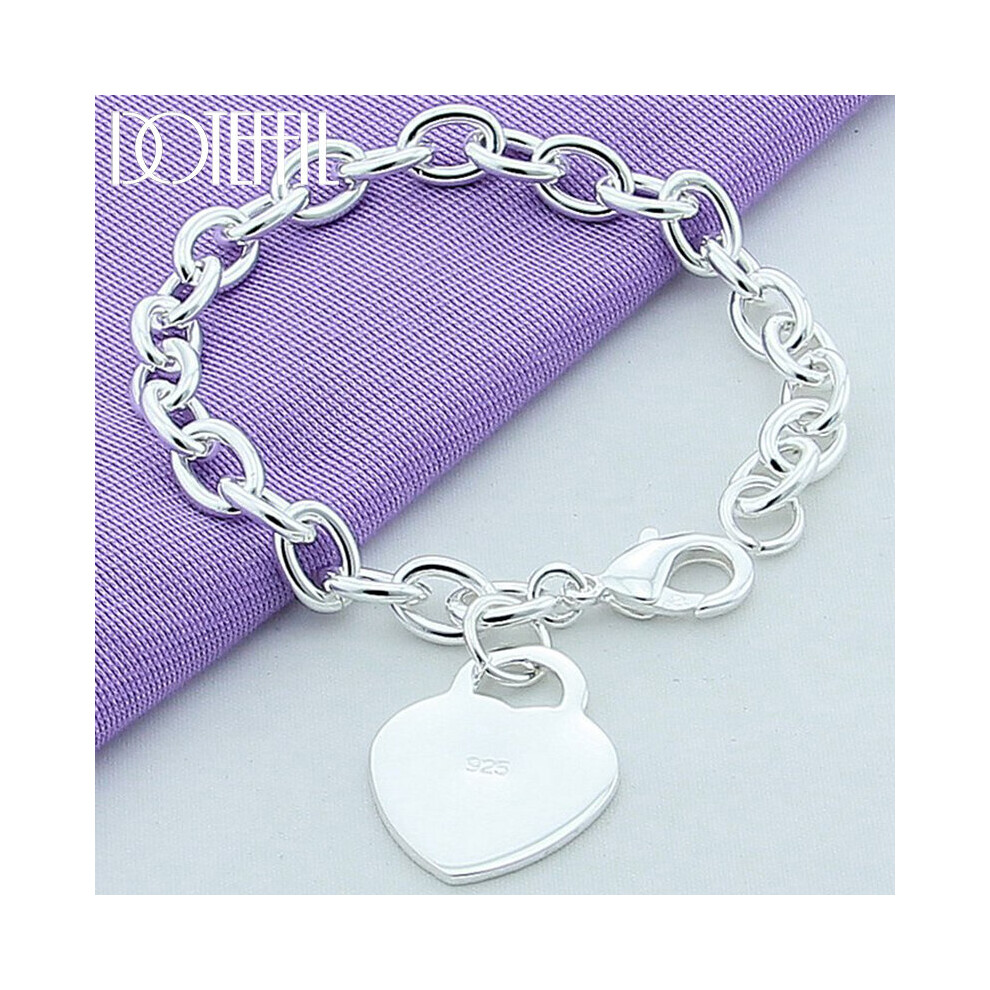 925 Sterling Silver Heart Bracelet For Women Men Wedding Engagement Party Jewelry Christmas Multicoloured