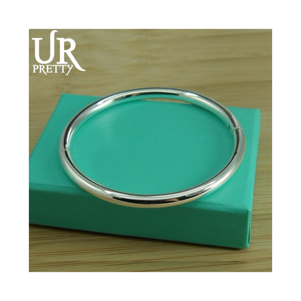 Female 925 Sterling Silver Bangle Solid Smooth Bangle For Women Charm Jewelry Party Birthday