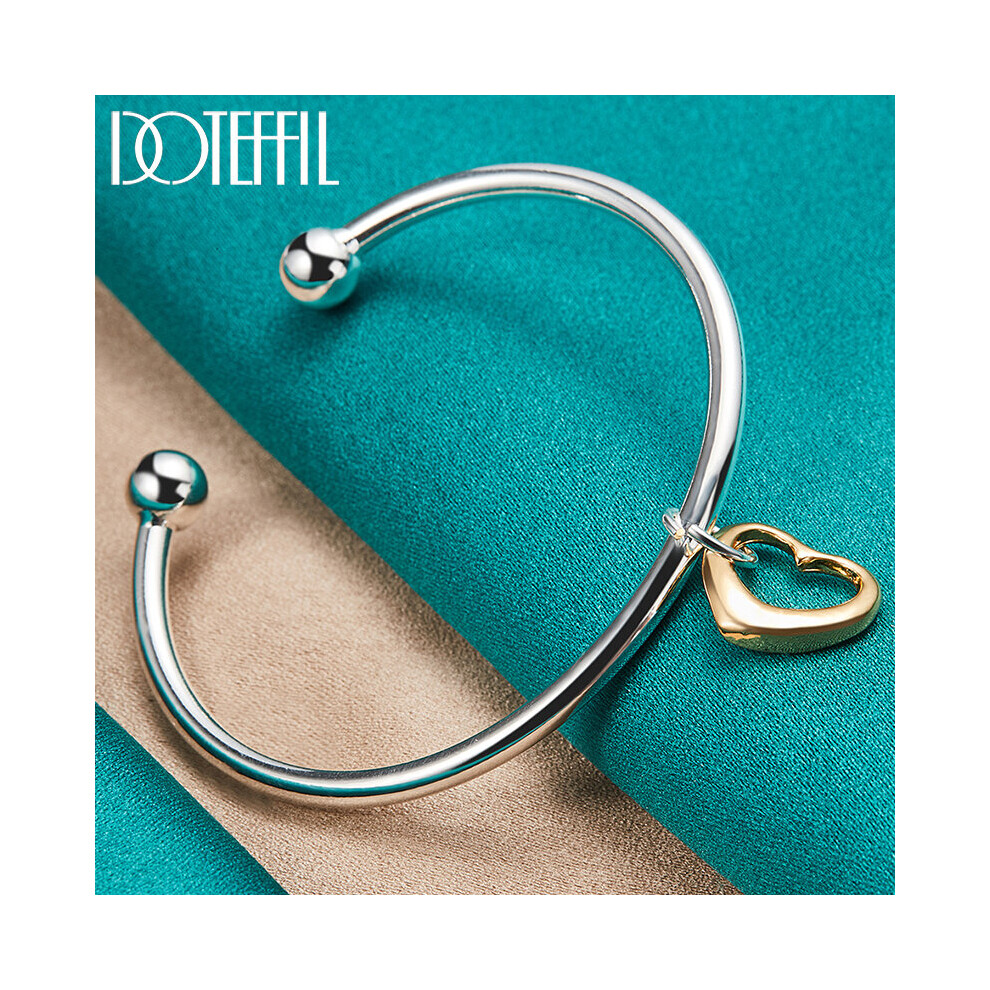 925 Sterling Silver Heart Cuff Bangle Bracelet For Man Woman Wedding Engagement Charm Party Jewelry-image-OPC-PBSBDHG-NEW