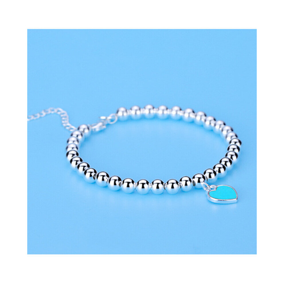925 Sterling Silver Beads Chain Heart Pendant Bracelets For Women Street All-match Jewelry Party Wedding