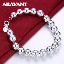 925 Silver 10MM Bead Charm Bracelets For Women Jewelry