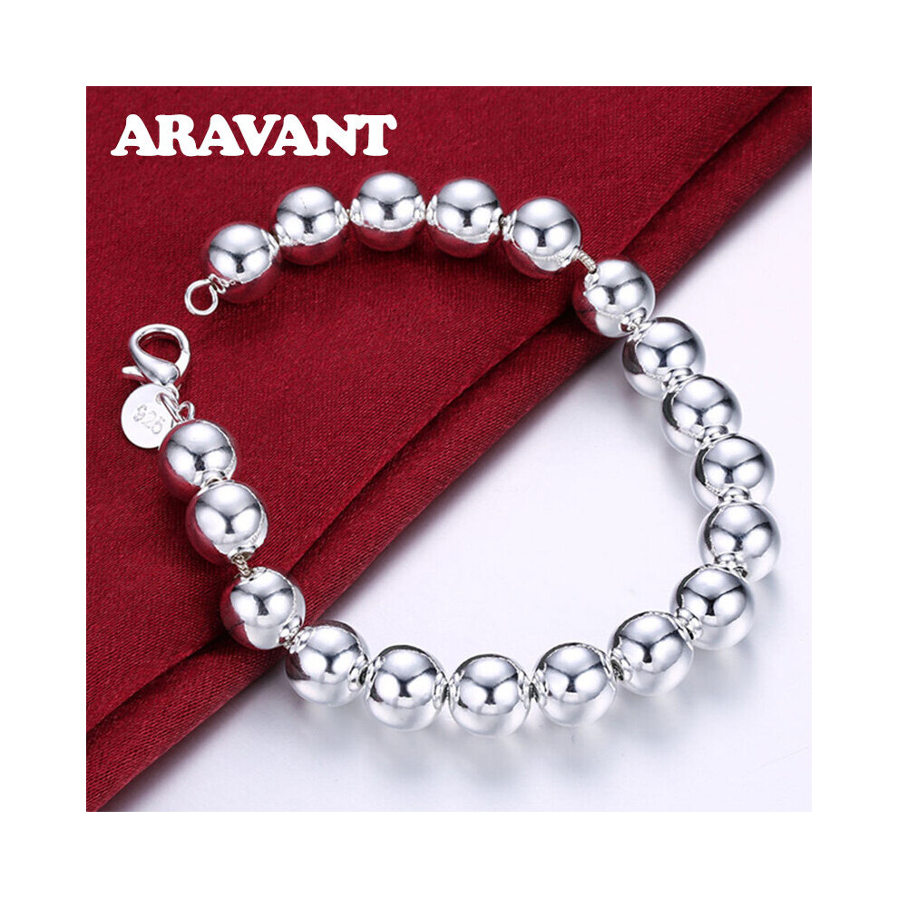 925 Silver 10Mm Bead Charm Bracelets For Women Jewelry Multicoloured