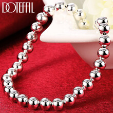 925 Sterling Silver 6mm Ball Bead Chain Bracelet For Women Charm Wedding Engagement Party Jewelry