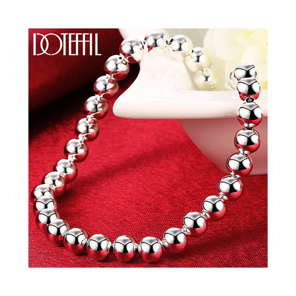 925 Sterling Silver 6Mm Ball Bead Chain Bracelet For Women Charm Wedding Engagement Party Jewelry Multicoloured