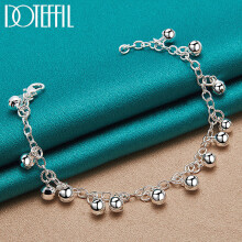 925 Sterling Silver Bells Bead Bracelet Chain For Women Charm Wedding Engagement Party Jewelry