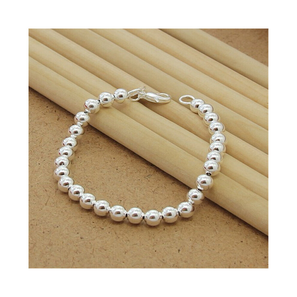 Classic 925 Sterling Silver Bracelet 6MM8 Inch Prayer Beads Bracelet For Women&#39;S Party Charm Jewelry Gift-image-OPC-PBSBDDN-NEW