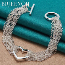 925 Sterling Silver Love Pendant Multilayer Chain OT Buckle Bracelet Suitable for European American High Jewelr