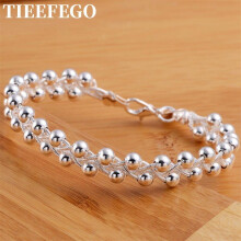 925 Sterling Silver Bracelet Women Lady Party Gift Vintage Beaded Cross Chain Wedding Jewelry