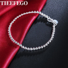 925 Sterling Silver 8 Inch 4mm Silver Bead Bead Bracelet Bracelet With Men And Women Wedding Jewelry