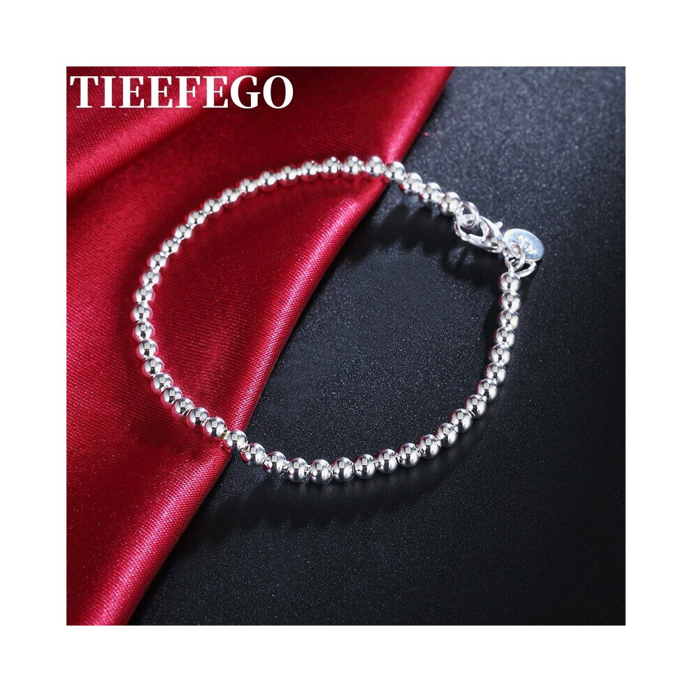 925 Sterling Silver 8 Inch 4Mm Silver Bead Bead Bracelet Bracelet With Men And Women Wedding Jewelry Multicoloured