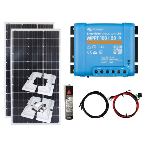 Lowenergie Victron 200w Mono Solar Panel Kit charging MPPT Smart Controller Battery Mounts