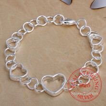 925 Sterling Silver Heart Cuff Beads Chain Charm Bracelet for Women for Teen Girls Lady Gift Women Fine Jewelry