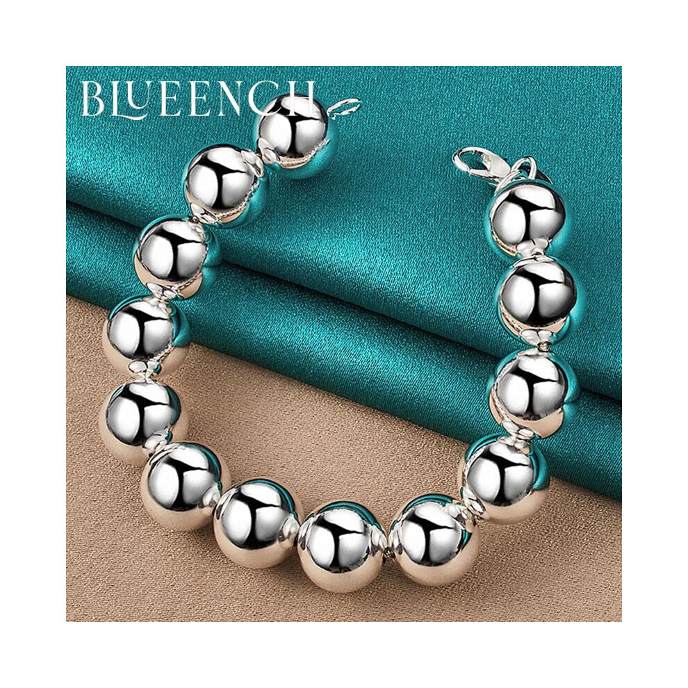 925 Sterling Silver 14Mm Ball Ball Beaded Bracelet For Men Women Couple Charm Jewelry Multicoloured