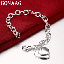 Jewelry 925 Sterling Silver Double Heart Charm Bracelet For Women Men Silver Link Chain Bracelet