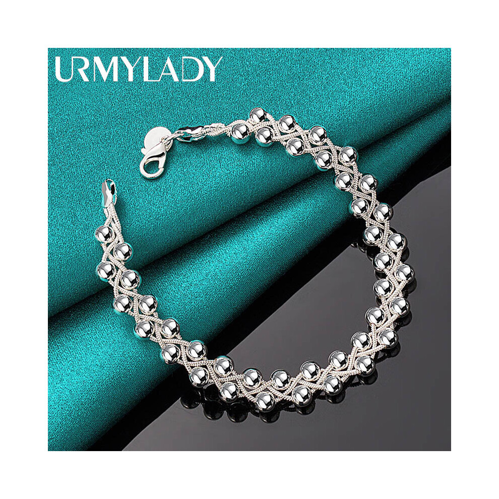 925 Sterling Silver Grape Round Ball Beads Bracelet for Women's Wedding Engagement Charm Jewelry