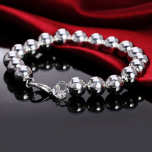 925 Sterling Silver 10mm Ball Men Charms Bracelet Bangle For Women String Beads Bracelets Jewelry Christmas