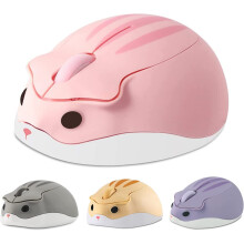 Cute Mini Hamster Shape Optical Mouse,1200 DPI Noise Reduction Ultra Portable Travel Mouse,2.4 GHz with USB Unifying Receiver(Pink)