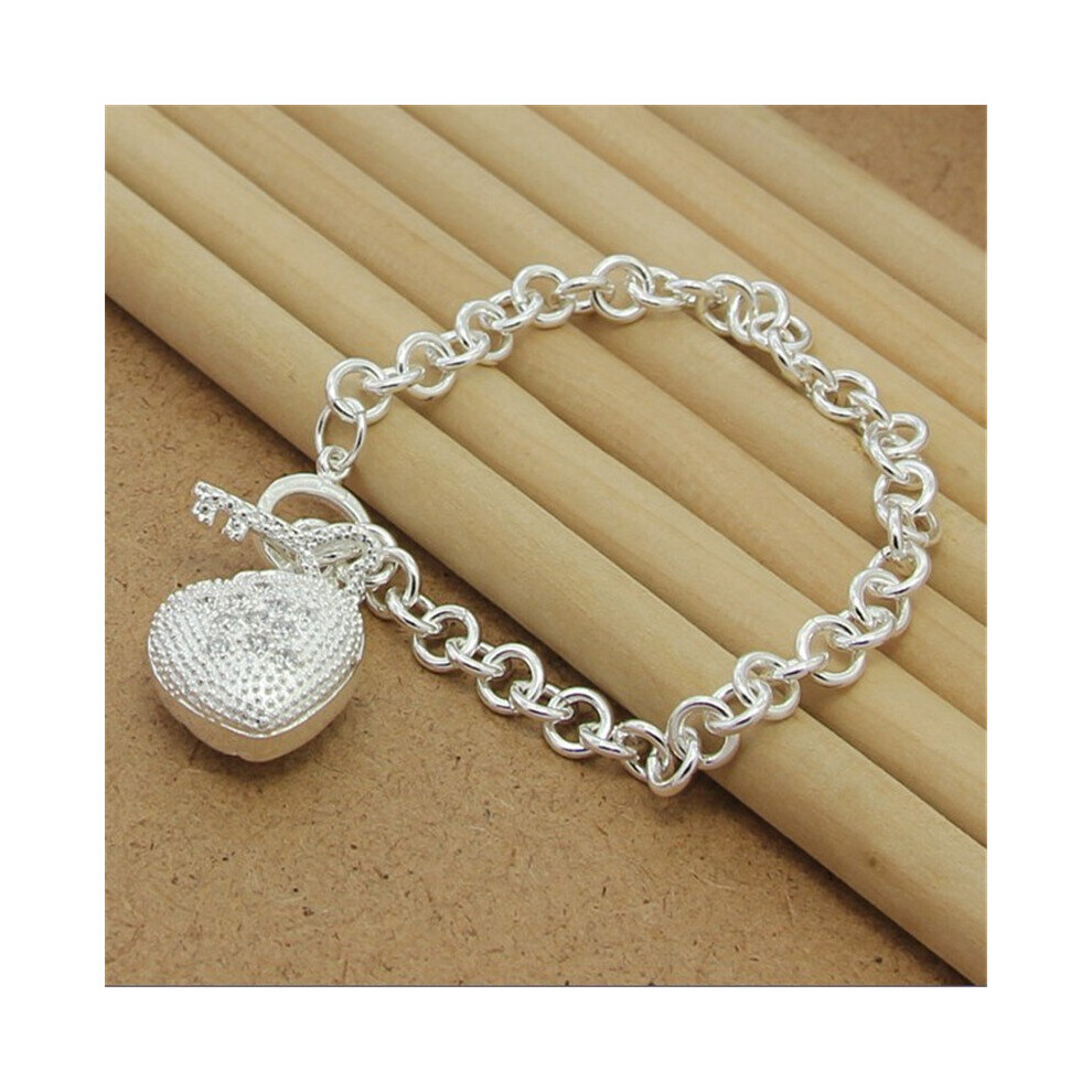 925 Sterling Silver Bracelet Heart Shaped Zircon Crystal Bracelet For Woman Jewelry Gift Multicoloured