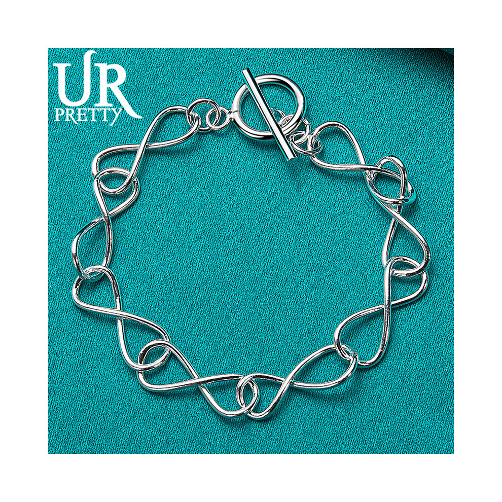 925 Sterling Silver Eight Number OT Chain Bracelet For Men Women Wedding Engagement Party Charm Jewelry-image-OPC-PBSBK2S-NEW