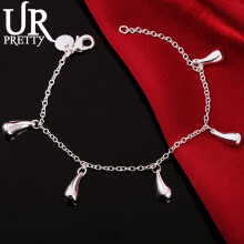 925 Sterling Silver Five Water Drop Chain Bracelet For Man Women Wedding Engagement Charm Party Jewelry