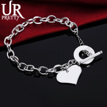 925 Sterling Silver Solid Heart Love Ot Chain Bracelet For Man Women Engagement Wedding Charm Jewelry Gift