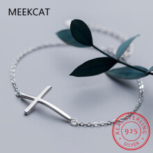100% 925 Sterling Silver Classic Cross Adjustable Bracelets Chain For Women Grils Fine Jewelry Accessories S0565
