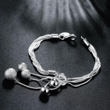 925 Sterling Silver Bead Bracelet For Women Snake Chain Bracelet Girls Accessories Jewelry Gift Christmas
