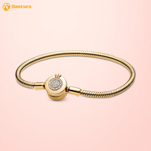 (btb013g White-19cm) 925 Sterling Silver Bracelets Crown T-Bar Heart Closure Snake O Heart Chain Women Bracelets Charm Bracelets