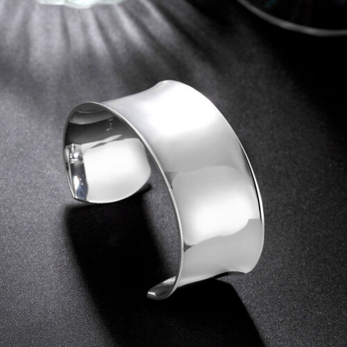 Alta Argento 925 Gioielli Bangle Bracciale Rotondo Grande Bangle Aperto Donne Uomini Gioielli 1
