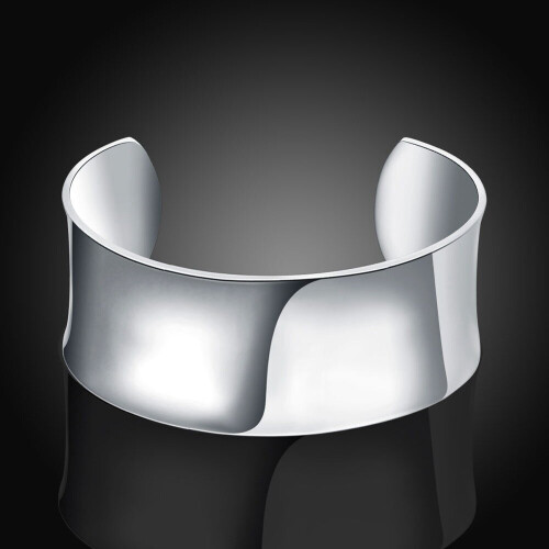 Alta Argento 925 Gioielli Bangle Bracciale Rotondo Grande Bangle Aperto Donne Uomini Gioielli 2