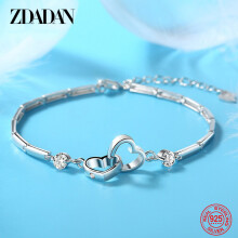 925 Sterling Silver Double Heart Bracelet For Women Wedding Jewelry Gift