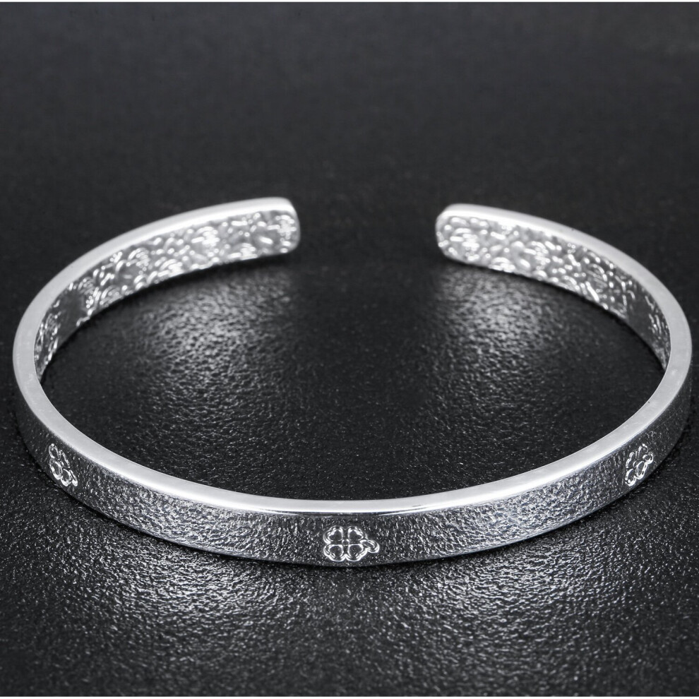 OMHXZJ European Woman Man Party Wedding Gift Open S999 Sterling Silver Cuff Bangle BA48
