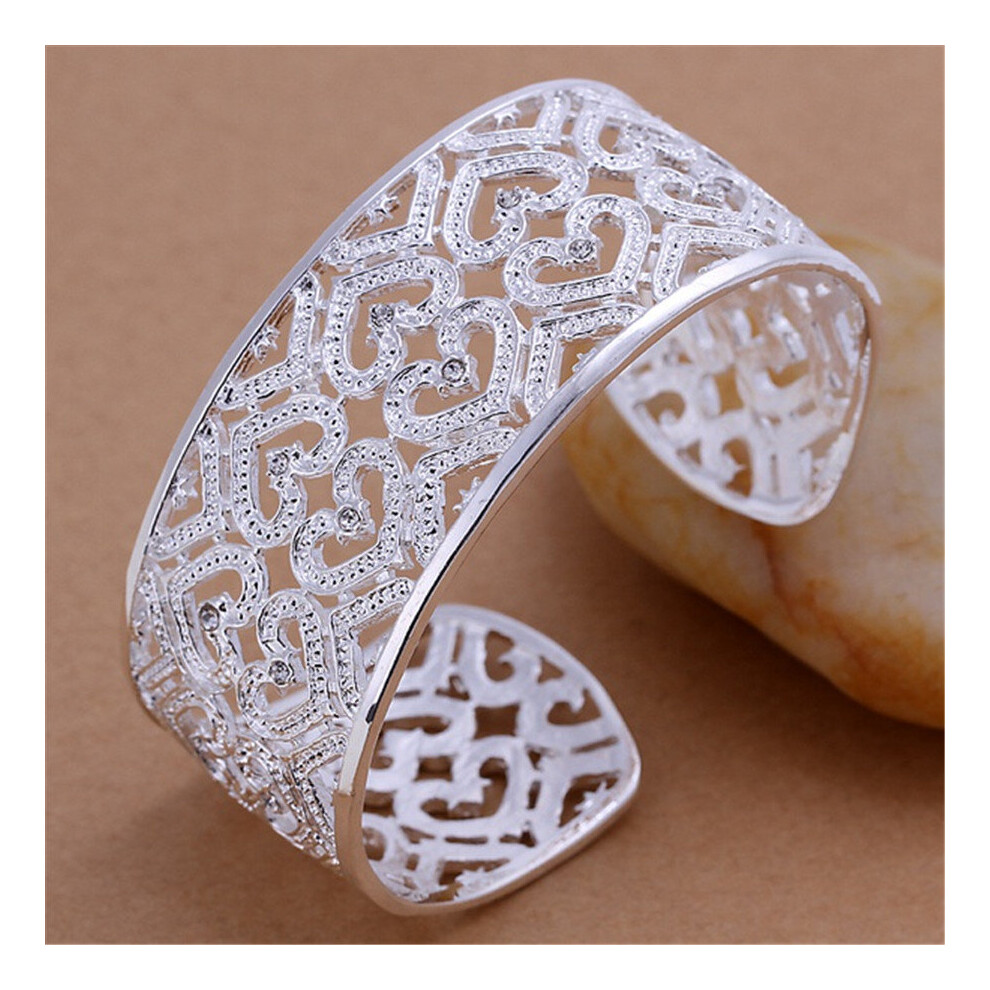 925 Sterling Silver Hollow Heart Bangles Bracelet on Hand For Women Wedding Charm LOVE Jewelry Christmas GaaBou-image-OPC-PBSD76X-NEW