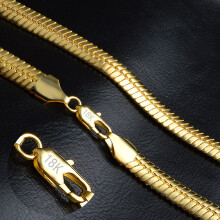 Personality OL Woman Girl Party Wedding Gift 9MM Flat Snake Chain 18KT Chain Necklace NC149