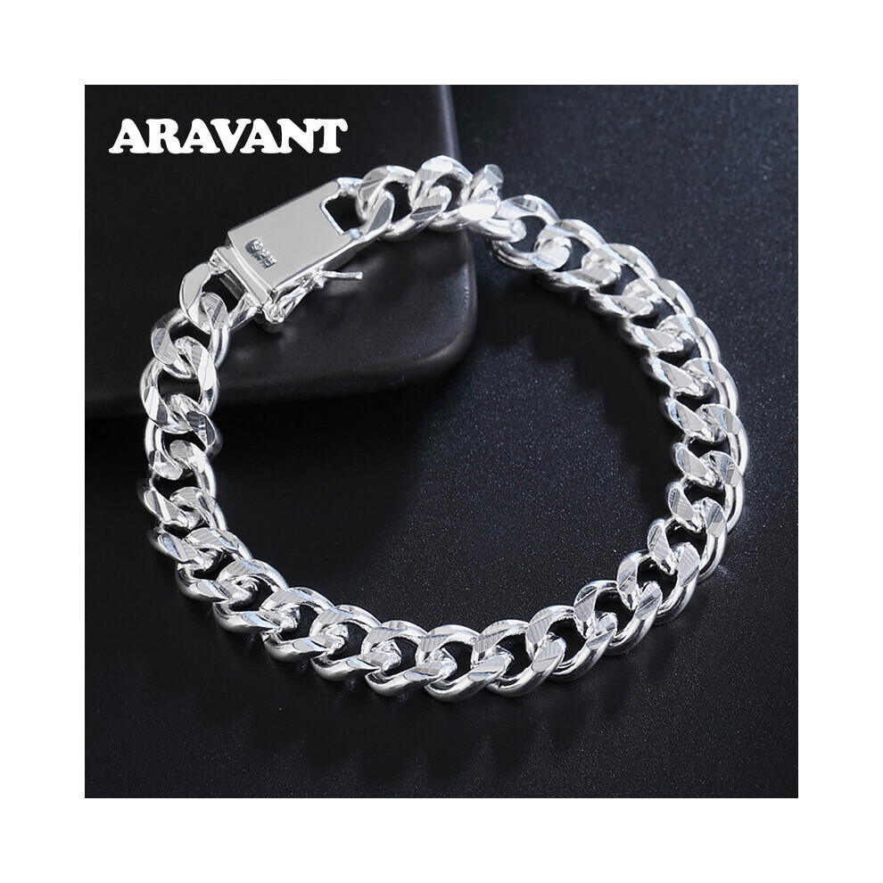 10MM Men Bracelet 925 Silver Link Chain Bracelets For Women Jewelry Gift