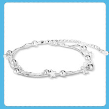 Silver Femme Bracelet 925 Silver Star Beaded Trouble Chain Link Bracelet for Women Silver Fine Jewelry Making