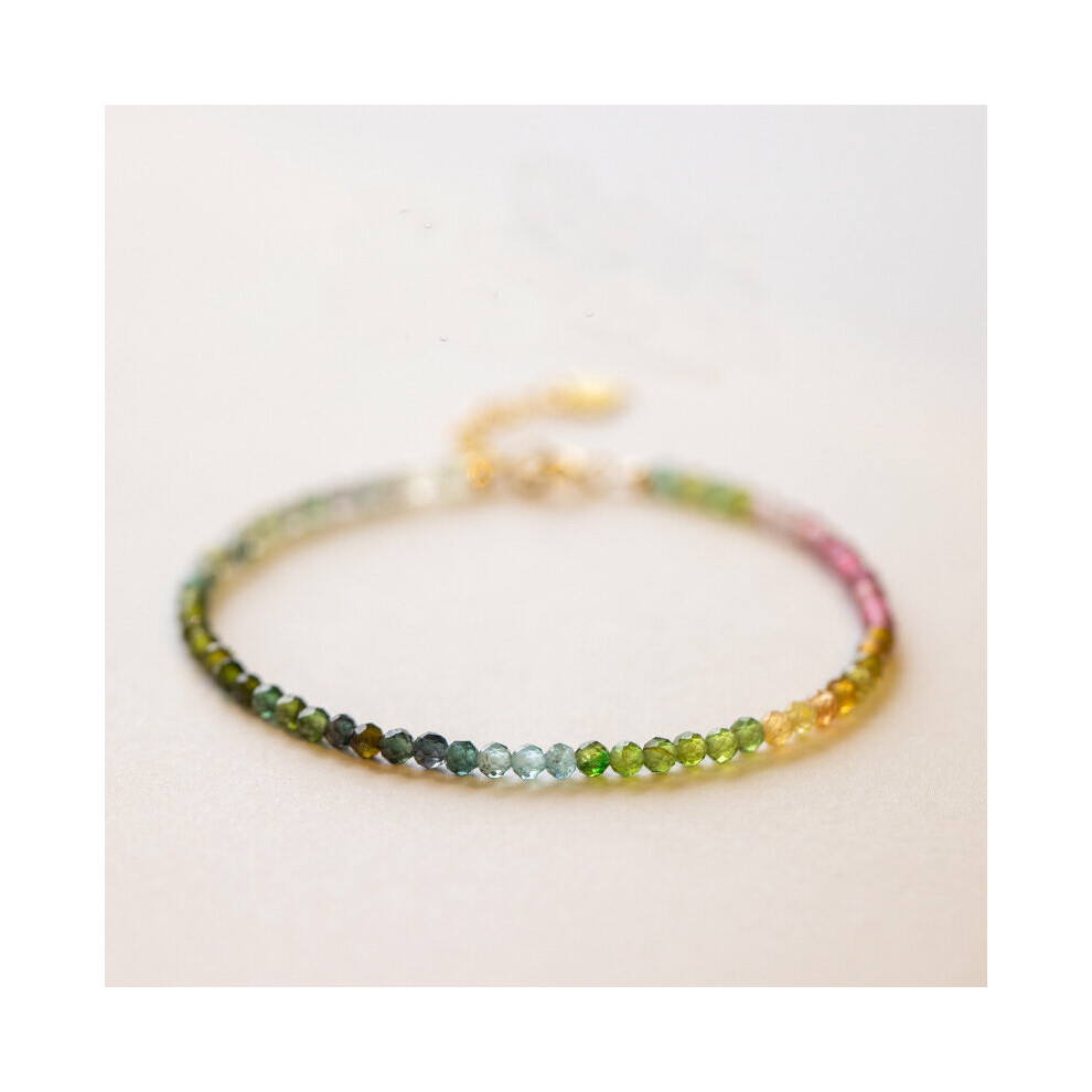 3mm Colorful Natural Tourmaline Beads Bracelet Thin Bracelets For Women Adjustable-image-OPC-PBSD7WF-NEW