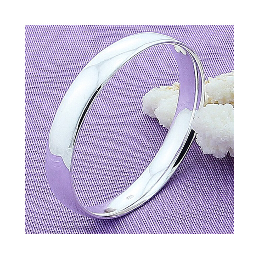 Hot 925 Sterling Silver Round Bracelet Bangles Big Bangle for Women Jewelry Gift