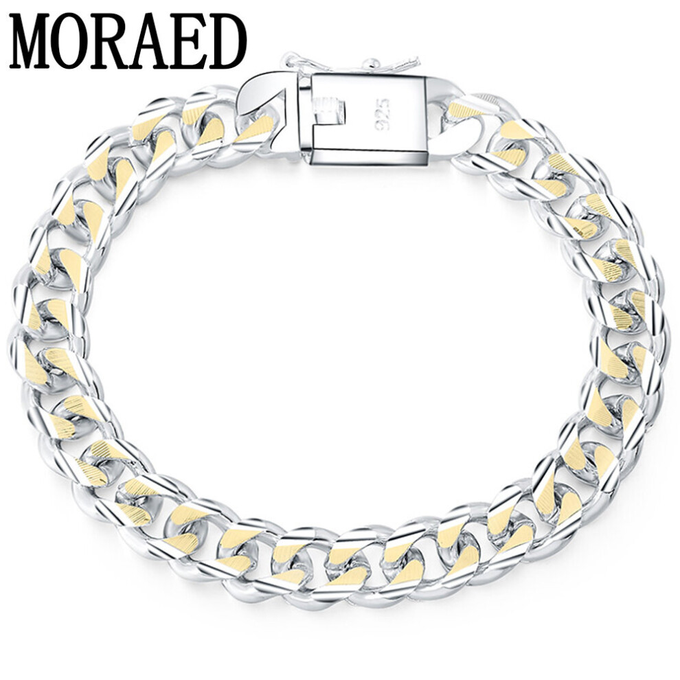 925 Sterling Silver Classic 10Mm Cuban Chain Bracelet For Man Women Chain Link Bracelet Jewelry Multicoloured