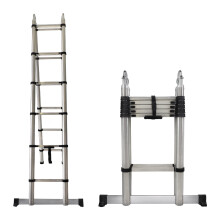 (3.8M(1.9M+1.9M)) Telescopic Ladder Folding Portable Extendable A-Frame Ladder Anti Slip with Stabilizer Bar Heavy Duty Stainless Steel