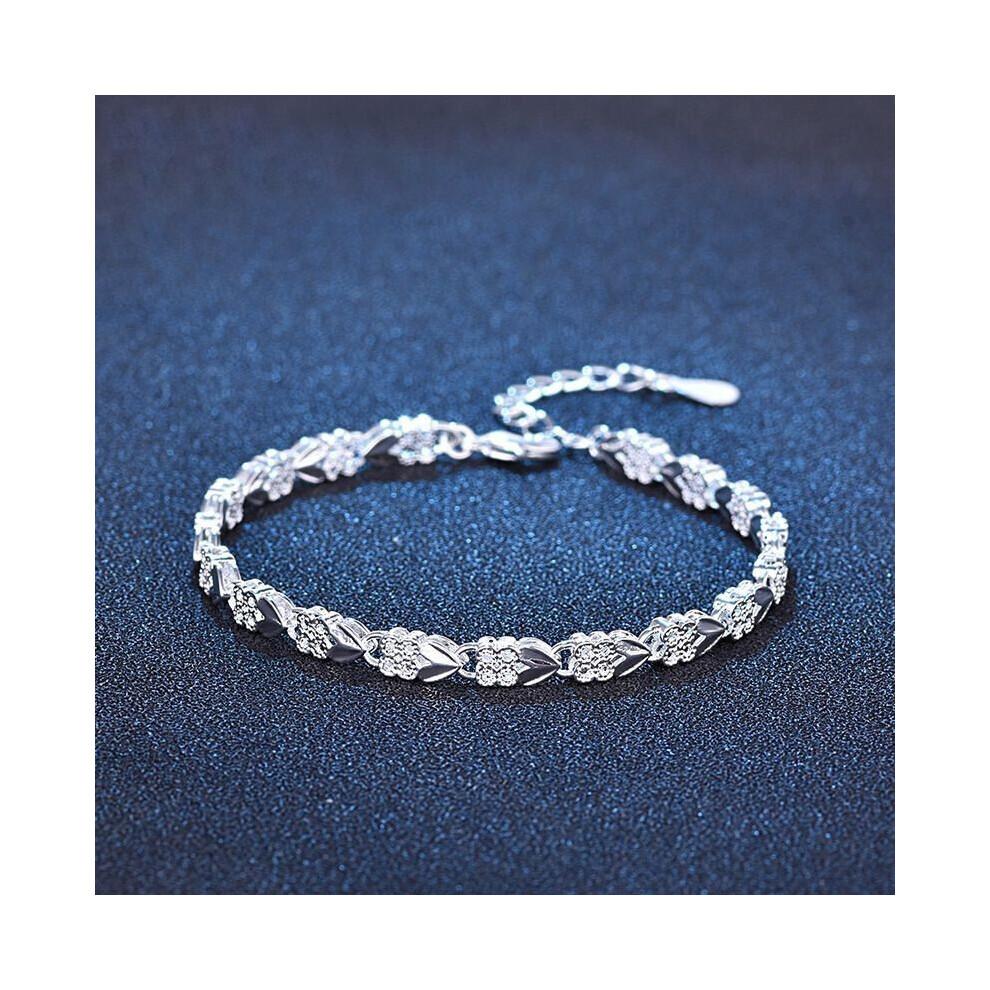 925 Sterling Silver Heart Bracelet For Ladies - Perfect Holiday, Party Or Wedding Jewelry Gift Multicoloured