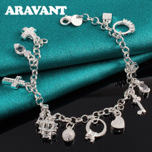 925 Silver Pendant Charm Bracelet For Women Jewelry