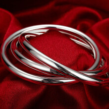 925 Sterling Silver Jewelry Three Round Circles Bracelet Bangle For Women Men Jewelry Gift