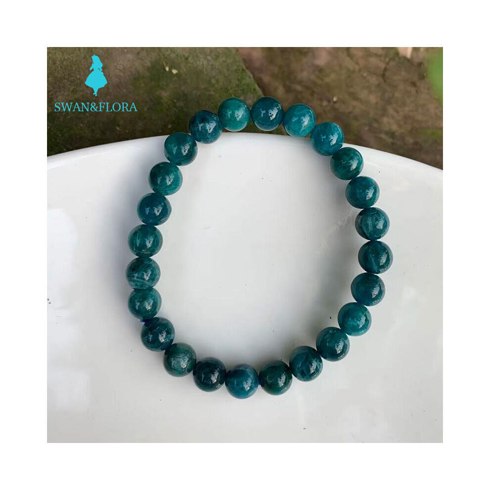 7MM Natural apatite Beads Bracelet Crystal Gift Woman Round Beads-image-OPC-PBSDBQD-NEW