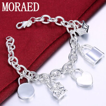 925 Sterling Silver Bracelet Jewelry Five Lock Chain Bracelet For Women Men Charm Jewelry Gift