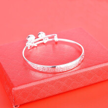 European Baby Kids Birth Gift Chinese Wishing Lively Clever 925 Sterling Silver Bangles Bracelets BE157