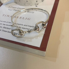 VENTFILLE 925 Sterling Silver Buckle Bracelets for Women Vintage Hollow Geometric Bangles