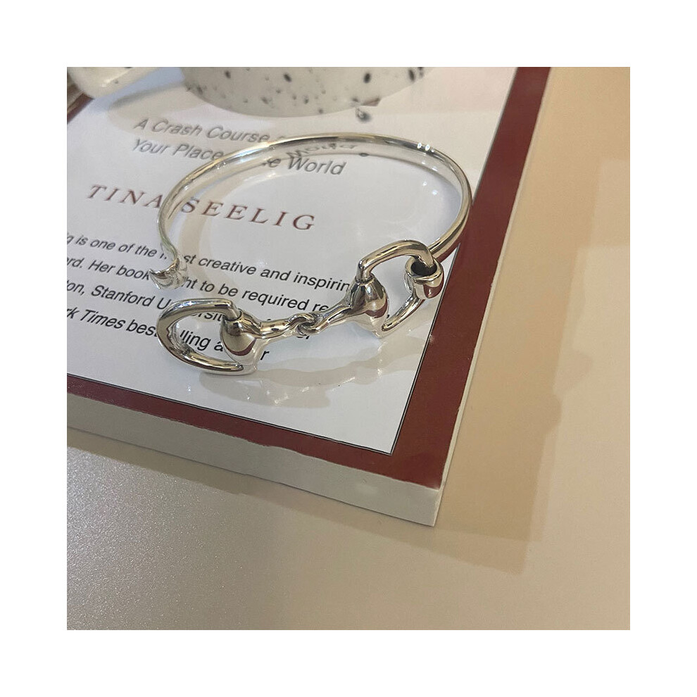 Ventfille 925 Sterling Silver Buckle Bracelets For Women Vintage Hollow Geometric Bangles Multicoloured