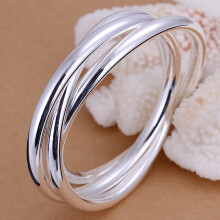 925 Sterling Silber Armband Armreifen Frauen Drei Linien Glatt Hoch Massiv Armband Armreifen Schmuck